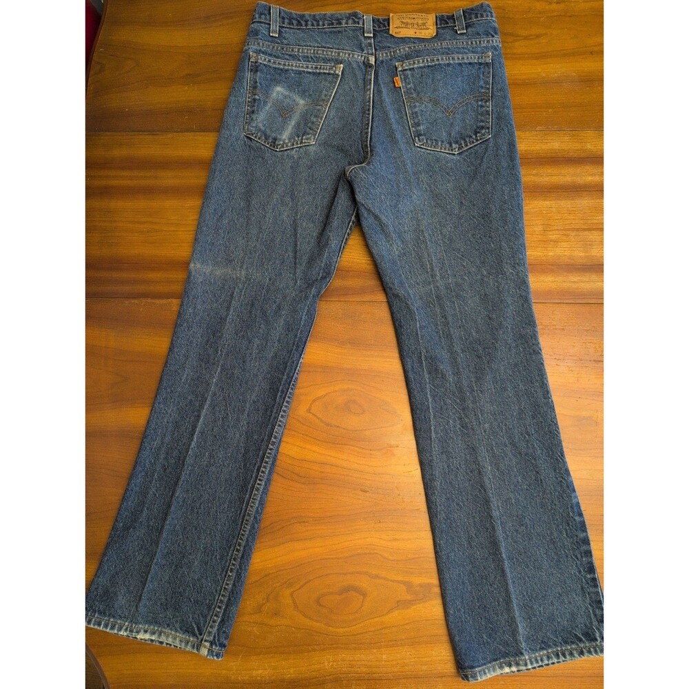Vintage 90s Levis 517 Orange Tab Jeans 34x31 Blue MADE USA Bootcut Wallet Fade